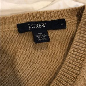 Large camel color J Crew v neck merino wool